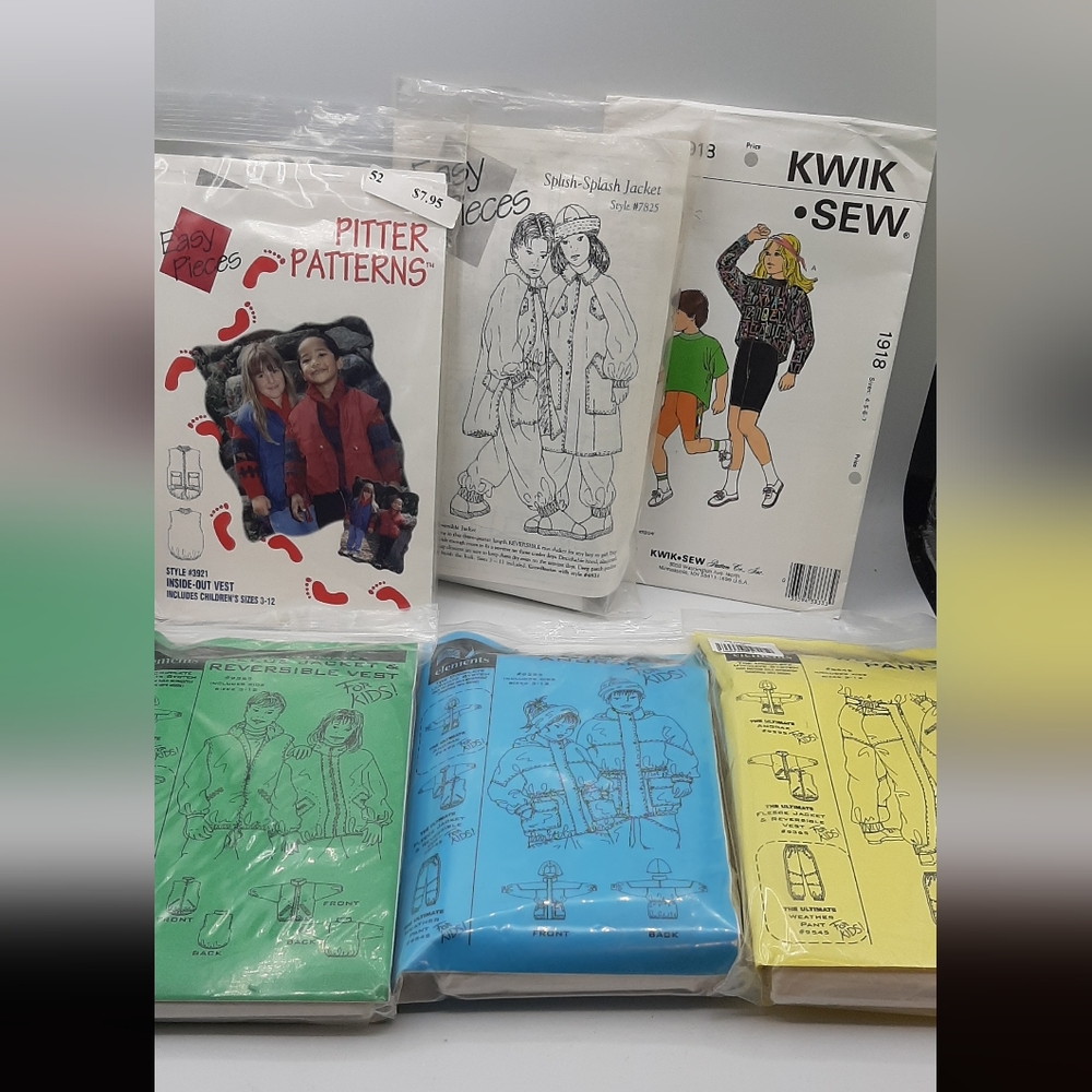 Kids Elements Sewing Patterns Jackets and Pants Uncut NEW Size 2 to 12 Set of 6